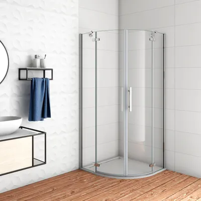 Produktbild von 80X80X195cm Duschkabine Runddusche Duschabtrennung Scharniertür 6mm Nano Glas Dusche