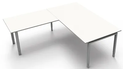 Produktbild von Kerkmann Schreibtisch Besprechungstisch 4170 Form 5 200x100x68-82 cm Vierfuß-Gestell höhenverstellbar mit Anbautisch Weiß