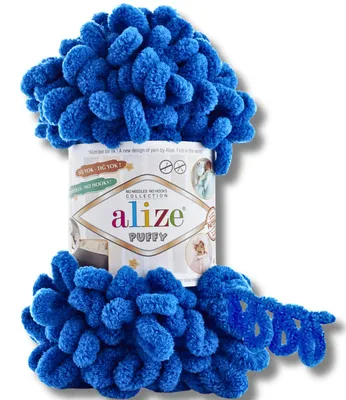 Productafbeelding van Alize 1x 100g Puffy garen, effen kleur, geschikt voor haken en breien (Koningsblauw - 141)