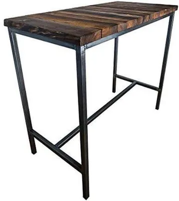 Productafbeelding van Hoge Bartafel 120x60cm, Houten Tafel met Metalen Frame, Loft Stijl Vintage