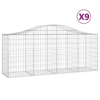 Produktbild von Gabionen mit Hochbogen 9 Stk. 200x50x80/100 cm Verzinktes Eisen