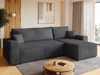 Produktbild von BroMARKT Ecksofa ADI Schlaffunktion Bettkasten L-Form 125x200 cm Grau