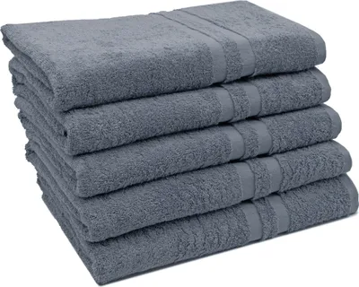 Produktbild von 5er Set Duschtücher, 70x140 cm, 100% Baumwolle, grau