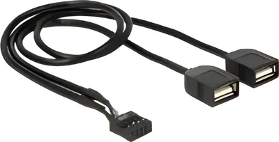 Produktbild von DeLOCK 83823, 0,4 m, 2 x USB A, USB 2.0, Weiblich/Weiblich, 0,48 Gbit/s, Schwarz