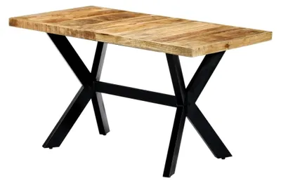 Produktbild von Esstisch aus massivem Mangoholz mit Stahlkreuzrahmen, 140x70x75cm