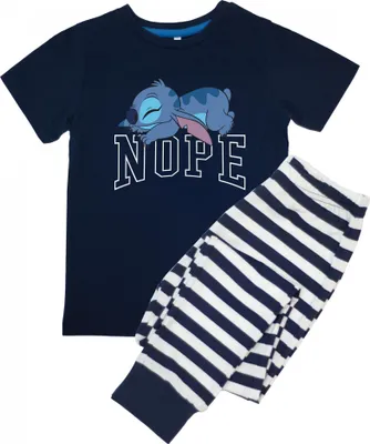 Produktbild von Lilo & Stitch - Schlafanzug mit langer Hose für Jungen kurzärmlig BI54163 (122) (Marineblau)