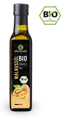 Produktbild von Kräuterland Walnussöl 250ml kaltgrepresst aus biologischem Anbau natives Walnusskernöl