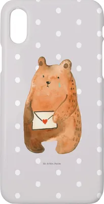 Produktbild von Mr. & Mrs. Panda Iphone 10 Handyhülle Bär Liebesbrief - Grau Pastell - Geschenk, Partner, Teddy, X, Liebeskummer, Freund, Cover, Vermissen, Hülle, Handy, Freundin