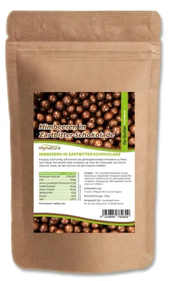 Produktbild von Mynatura gefriergetrocknete Himbeeren in Zartbitterschokolade – 1kg