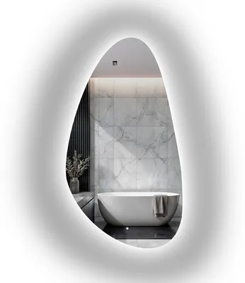 Image de Alfaram Miroir mural organique SYDERYT LED 90 x 166 , de forme irrégulière, pour la salle de bains ou le salon