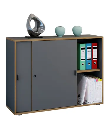 Immagine prodotto di Armadio da ufficio con 2 scomparti | mobile moderno con porte scorrevoli | Dimensioni ca. H. 74 x W. 100 x D. 37 cm– Salia 2 scomparti