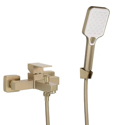 Badkraan mit Handbrause, gebürstetes Gold, SUS304 Edelstahl