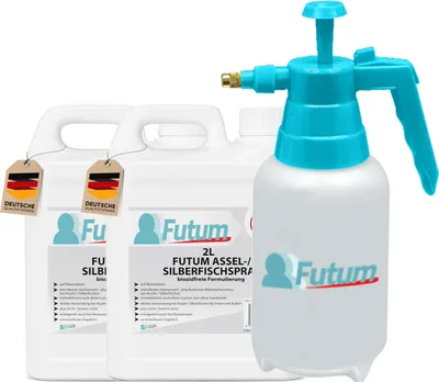 Produktbild von FUTUM 2x2L + Sprüher Silberfische Spray Mittel gegen Silberfischchen Köder Falle Silberfisch Abwehr