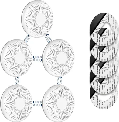 Produktbild von SAVS CS11R Vernetzbarer kombinierter Rauch und CO Melder 5er-Pack – 10 Jahre Batterie – Extra dünnes Design – Kein LED-Licht – Montage ohne Bohren