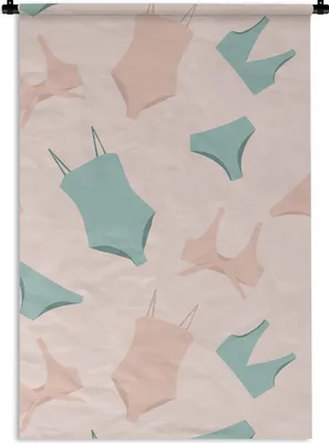 Produktbild von MuchoWow® Wandteppich Wandbehang Sommer - Bikinis - Badeanzüge - Schnittmuster 120x180 cm Tapisserie Dekoration Wandtuch - Schlafzimmer - Dekorationen für das Haus