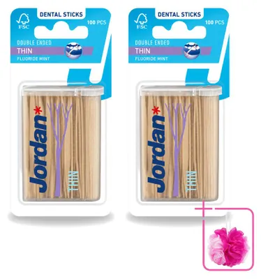 Immagine prodotto di 2 x Jordan Clean Between Sticks - Scovolini interdentali sottili, con aroma di menta - Confezione  - 2 pezzi