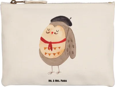 Produktbild von Mr. & Mrs. Panda Kulturtasche Eule Frankreich Größe M - Weiß - Geschenk, Französisch, Kosmetiktasche, Beauty Bag, kosmetiktäschchen, Stifteetui, Waschbeutel, Kulturbeutel
