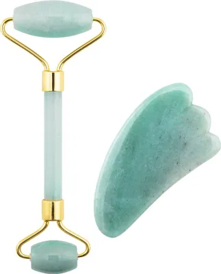 Produktbild von Palsar7 Jade Roller And Gua Sha Set – Green Aventurine – Face Massage Tool