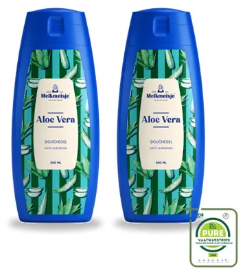 Immagine prodotto di 2 confezioni di crema detergente corpo e doccia Melkmeisje – Aloe Vera – 300 ml - Confezione grande - 2 pezzi