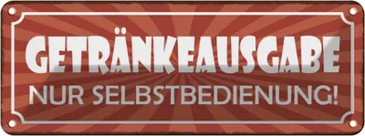 Produktbild von vianmo Blechschild 10x27 cm Getränkeausgabe Selbstbedienung Warnschild Hinweisschild Sicherheit Vorsicht