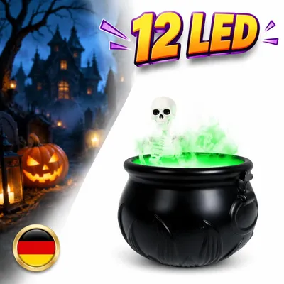 Productafbeelding van Heksenketel nevelmachine, Halloween, 12 LED, rookmachine, nevelaar, traktatie