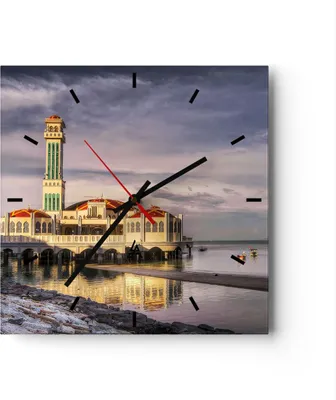 Produktbild von Wanduhr - Quadrat - Glasuhr - Architektur asien gebäude kultur - 30x30cm - Schleichendes Uhrwerk - Lautlos - zum Aufhängen bereit - Dekoration Modern - Wanddekoration aus Glas - C3AC30x30-2119