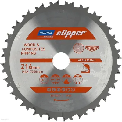 Immagine prodotto di Disco da taglio Norton Clipper per legno / materiali compositi 216x30 24Z