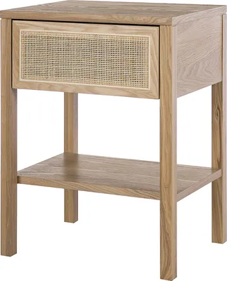 Produktbild von home24 Nachttisch - Rattan / Eiche Teilmassiv