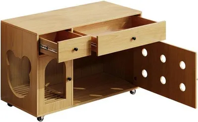 Zdjęcie produktu dla Meble do klatki dla kota - Klatka dla kota - Budka dla kota - Klatka dla kota - Usuwanie klatki dla kota. Wyjmowana półka na żwir, MDF, 100x45x66 cm, idealna do salonu, korytarza i przedpokoju, przeznaczona dla kotów, kolor podstawowy.