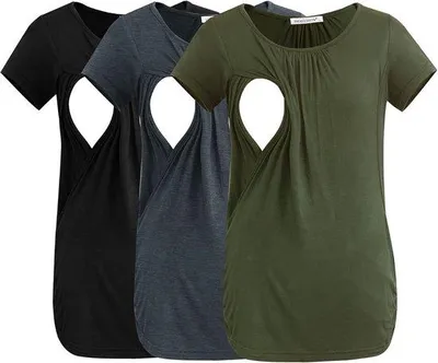 Produktbild von Stillshirts 3-Pack Kurzarm - Seiten Detail - Ripple - Bequem für Mütter - ShopFlot