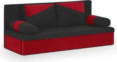 Produktbild von 3-Sitzer-Sofa mit Schlaffunktion POLO - Schwarz/Rot