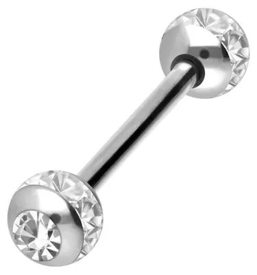 Produktbild von Zungenpiercing, Intim-Piercing Titan Barbell EPOXY-RING-KUGELN + KRISTALLE