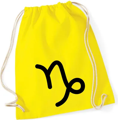 Produktbild von Huuraa Turnbeutel Steinbock Sternzeichen Zeichen 12 Liter Yellow Baumwolle Rucksack Geschenkidee