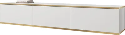 Produktbild von MIRJAN24 TV-Lowboard TV-Lowboard Oro I mit 3 Klappen, Griffloses Öffnungssystem push to open, 175x32x30 cm (Farbe: Weiß / Weiß + Gold)