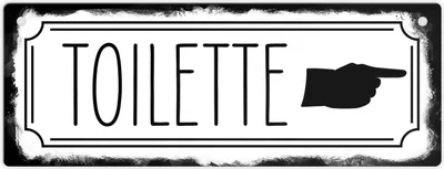 Produktbild von Toilettenschild mit Zeigefinger Metallschild in Retrooptik
