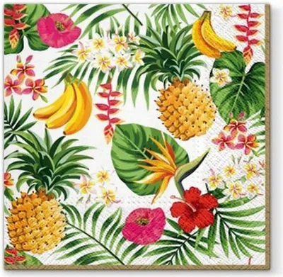 Produktbild von 20 Servietten Tropicalia - Tropische Früchte und Blätter 33x33cm