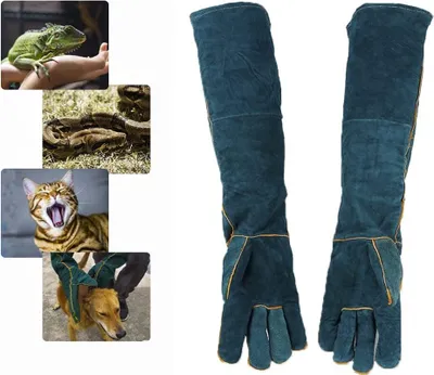 Produktbild von Anti-Biss Arbeitshandschuhe, 60 cm/ 23,6 Zoll Bissfeste Handschuhe für den Umgang mit Tieren für Schweißen, Gartenarbeit, Umgang mit Hunden/Katzen/Vögeln/Schlangen/Eidechsen/Schildkröten