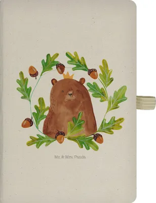 Produktbild von Mr. & Mrs. Panda Adressbuch Bär König - Transparent - Geschenk, Teddy, kariertes notizbuch, Papa, Tagebuch, Vater, Journal, Daddy, Vatertag, Dad, Kladde, A5