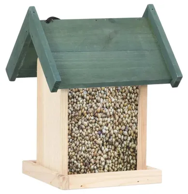 Image de Maison à oiseaux - Ensemble de 4 distributeurs de nourriture pour oiseaux - Station d'alimentation suspendue - Matériau textile - Pour jardin et balcon - Beige