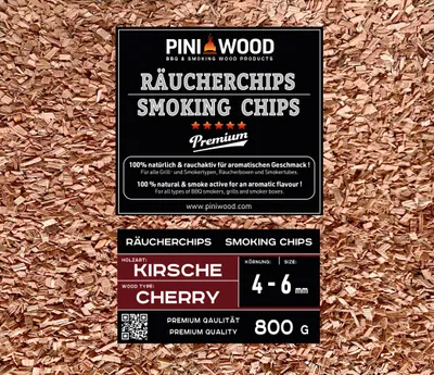 Produktbild von PINI 800 g Räucherchips Kirsche 4-6 mm Smoking Chips Räucherspäne
