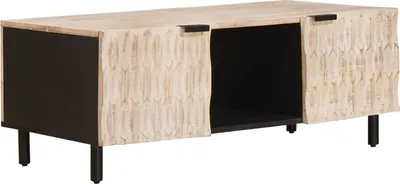Image de Table basse Blanc 100 x 54 x 40 cm Bois de mangue massif