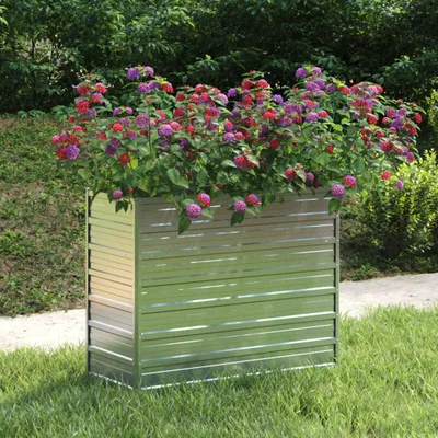 Produktbild von "Rabatt" Garten-Hochbeet/Pflanzgefäß/Pflanzkübel - 100x40x77 cm Verzinkter Stahl Silber - Beete CC7852