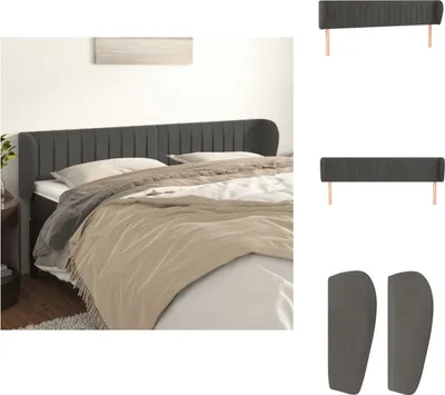 Produktbild von vidaXL Kopfteil mit Ohren Dunkelgrau 203x23x78/88 cm Samt -  Kopf- & Fußenden