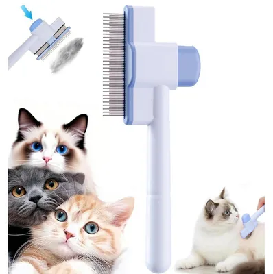 Immagine prodotto di Spazzola per gatti e spazzola per cani con funzione di autopulizia, colore blu