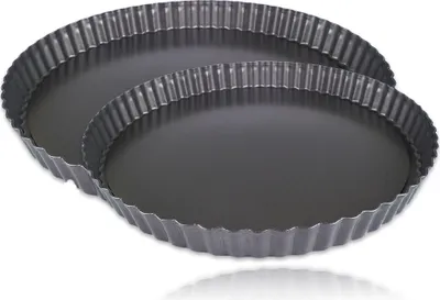Produktbild von 2er Set Blech Backform Ø 26cm 28cm Quiche Tarte Pizza Kuchen Form Obstkuchen