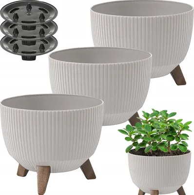 Immagine prodotto di Set di 3 vasi da fiori Lamela | Roma | ciotola | taupe | 24 cm