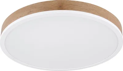 Produktbild von LED Deckenlampe, Metall, Holzoptik, weiß, D 45 cm