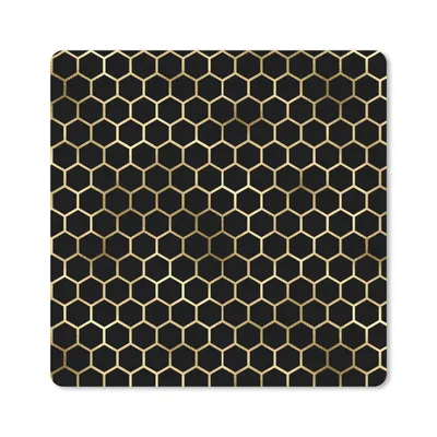 Produktbild von MuchoWow® Mauspad Mousepad Muster - Sechseck - Gold - Schwarz 20x20 cm - Mousepads - Maus Mat - Pad - Mausunterlage - Desk Mat - Bureauartikeln