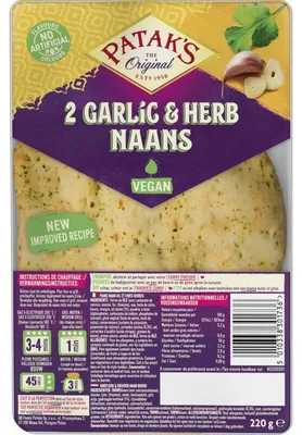 Immagine prodotto di Patak's Naan Bread Garlic & Coriander 220g – Focaccia morbida e aromatica