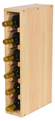 Produktbild von Modulares Weinregal ELSASS | HxBxT 60x12x30cm | Schmal Modul für 6 Flaschen | Massives Kiefernholz | Natur